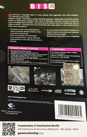 Commandos 3: Destination Berlin Computer, Italy box back