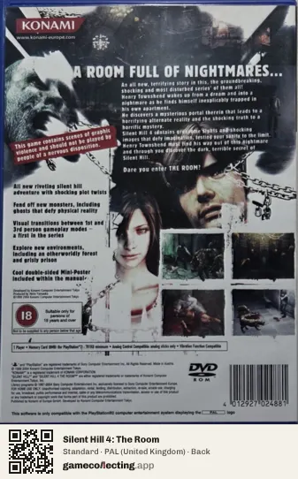 Silent Hill 4: The Room PlayStation 2, United Kingdom box back