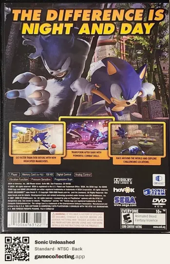 Sonic Unleashed PlayStation 2, NTSC box back