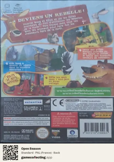Open Season Nintendo GameCube, France box back