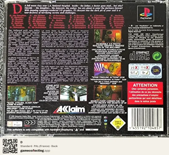 D PlayStation, France box back