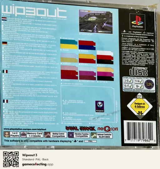 Wipeout 3 PlayStation, PAL box back