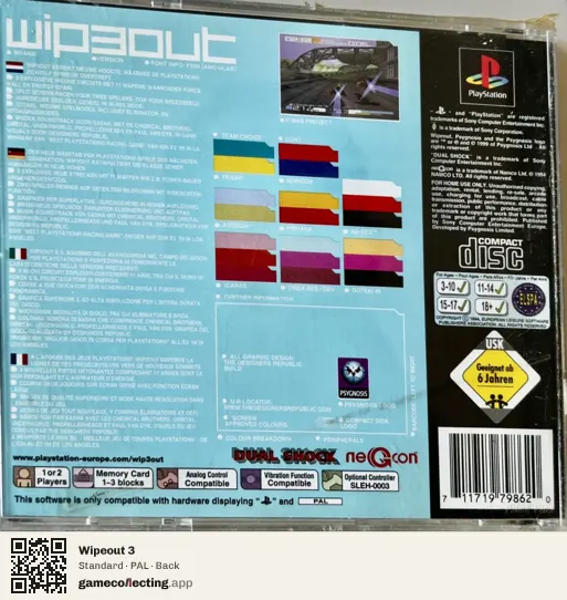 Wipeout 3 PlayStation, PAL box back