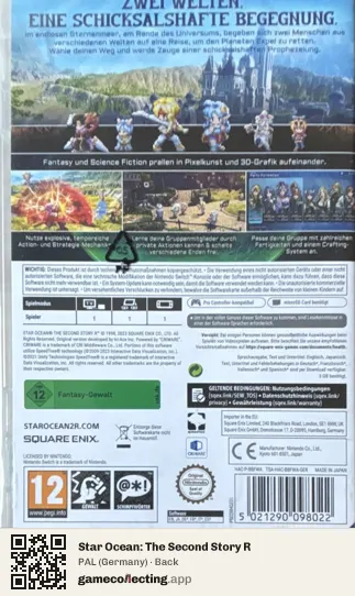 Star Ocean: The Second Story R Nintendo Switch, Germany box back