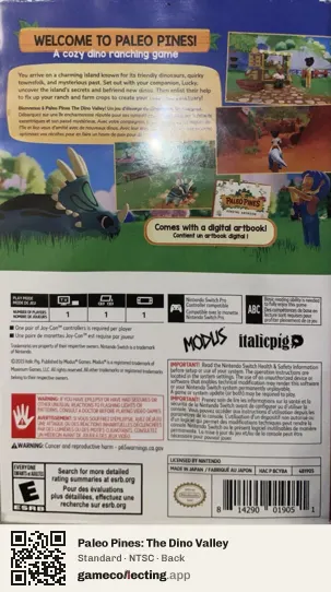 Paleo Pines: The Dino Valley Nintendo Switch, NTSC box back