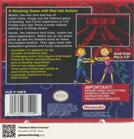 Pokémon Silver Version Game Boy Color, NTSC box back