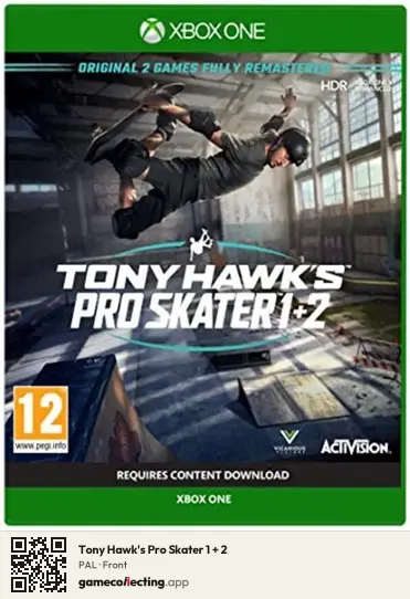 Tony Hawk's Pro Skater 1 + 2 Xbox One, PAL box front