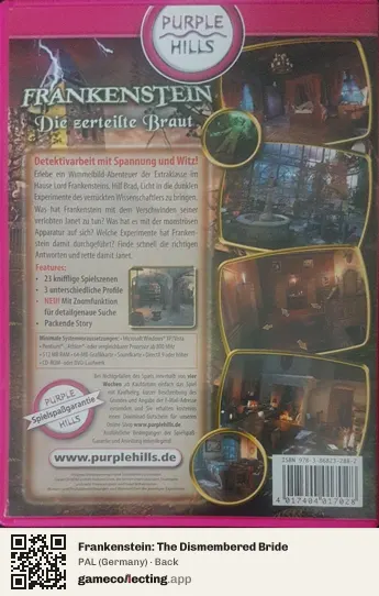 Frankenstein: The Dismembered Bride Computer, Germany box back