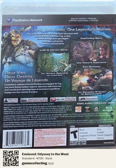 Enslaved: Odyssey to the West PlayStation 3, NTSC box back