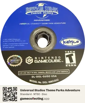 Universal Studios Theme Parks Adventure Nintendo GameCube, NTSC disc