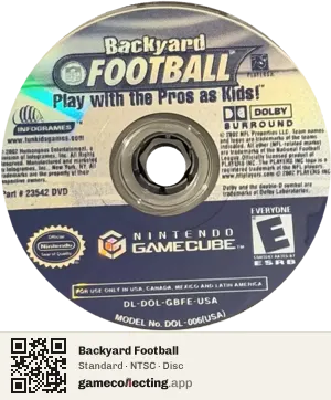 Backyard Football Nintendo GameCube, NTSC disc