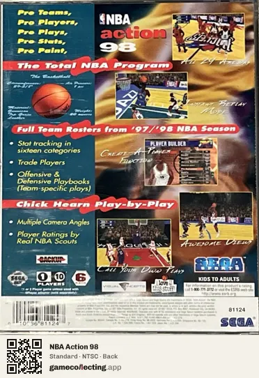 NBA Action 98 Sega Saturn, NTSC box back