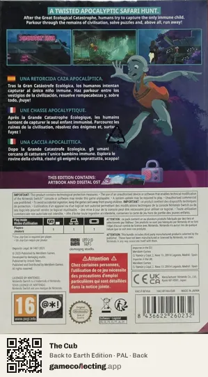 The Cub Nintendo Switch, PAL box back