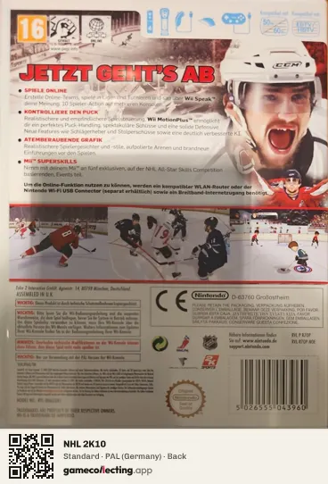 NHL 2K10 Nintendo Wii, Germany box back