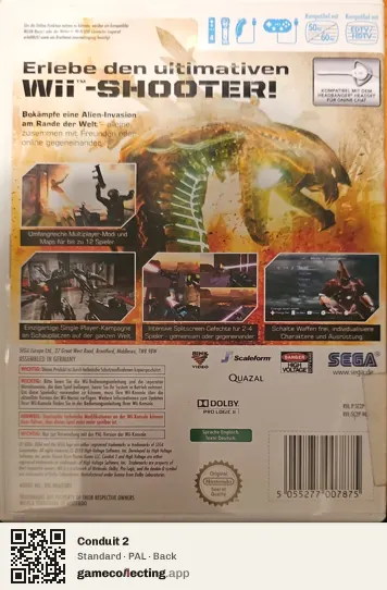 Conduit 2 Nintendo Wii, PAL box back