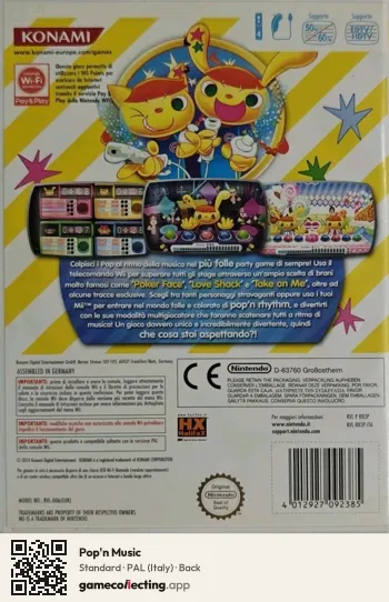 Pop'n Music Nintendo Wii, Italy box back