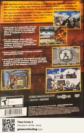 Time Crisis 3 PlayStation 2, NTSC box back