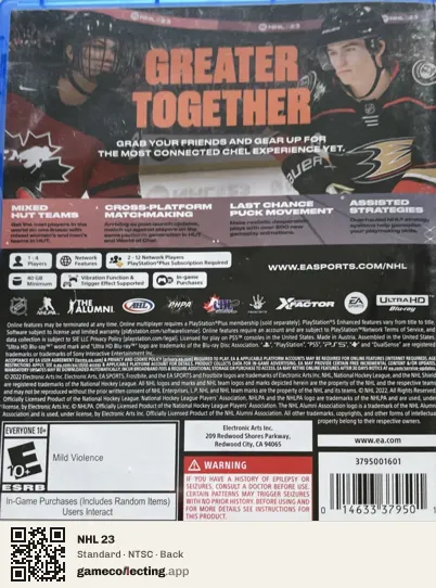 NHL 23 PlayStation 5, NTSC box back
