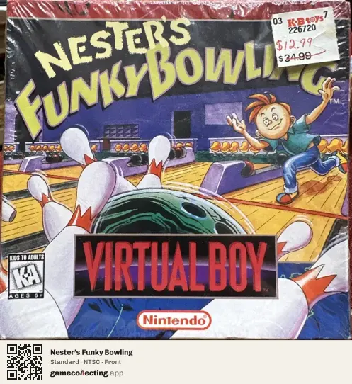 Nester's Funky Bowling Virtual Boy, NTSC box front