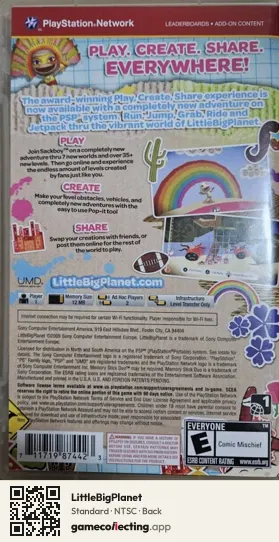 LittleBigPlanet PlayStation Portable, NTSC box back