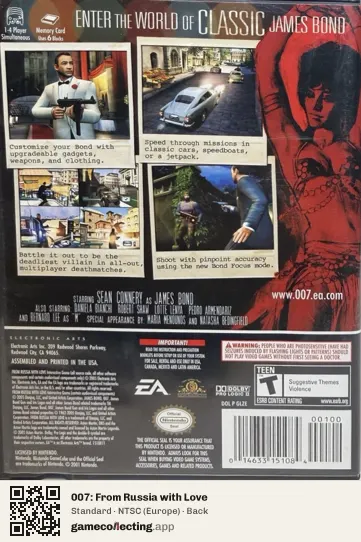 007: From Russia with Love Nintendo GameCube, Europe box back