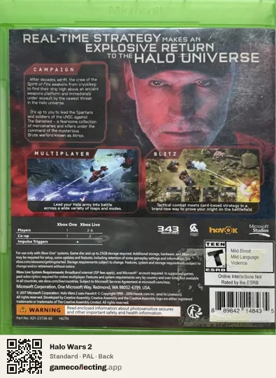 Halo Wars 2 Xbox One, PAL box back