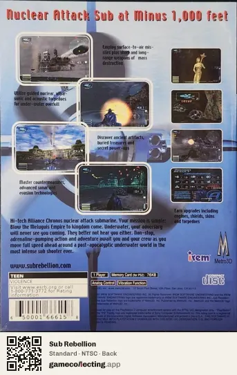 Sub Rebellion PlayStation 2, NTSC box back