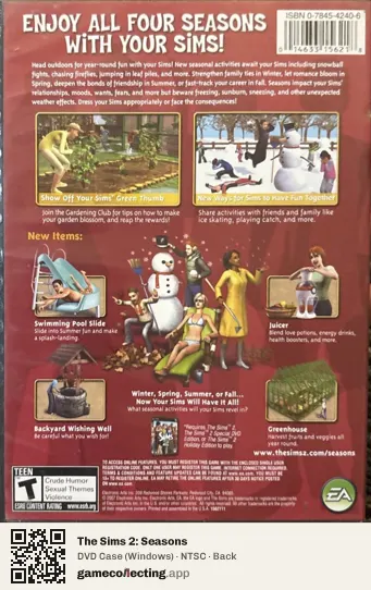 The Sims 2: Seasons Computer, NTSC box back