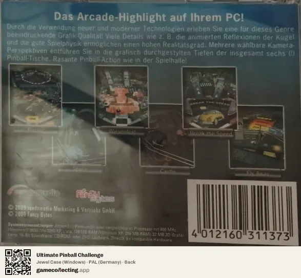 Ultimate Pinball Challenge Computer, Germany box back
