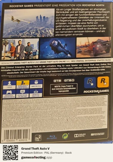 Grand Theft Auto V PlayStation 4, Germany box back