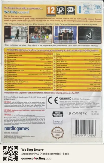 We Sing Encore Nintendo Wii, Nordic countries box back