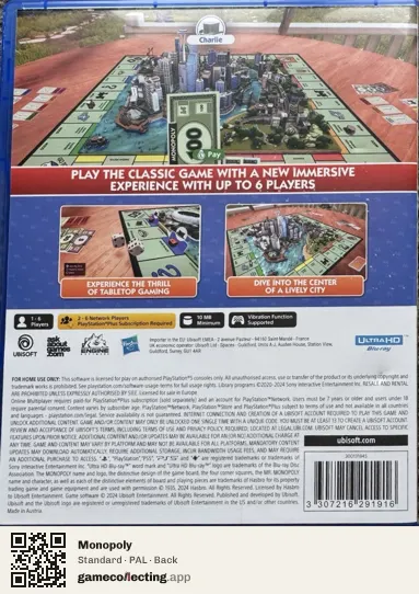 Monopoly PlayStation 5, PAL box back