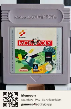 Monopoly Game Boy, PAL cartridge label