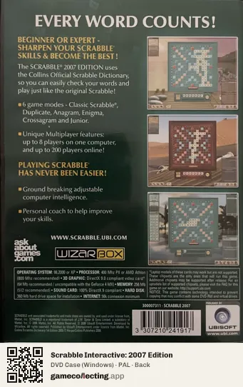 Scrabble Interactive: 2007 Edition Computer, PAL box back