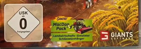 Farming Simulator 25, the USK square on its front
