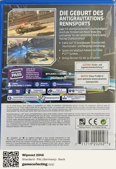 Wipeout 2048 PlayStation Vita, Germany box back