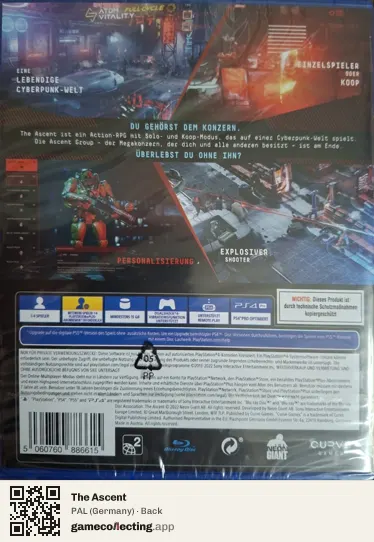 The Ascent PlayStation 4, Germany box back