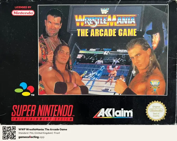 WWF WrestleMania: The Arcade Game Super Nintendo Entertainment System, United Kingdom box front