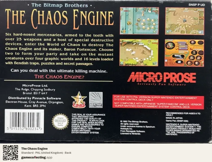The Chaos Engine Super Nintendo Entertainment System, United Kingdom box back