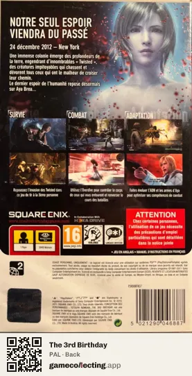 The 3rd Birthday PlayStation Portable, PAL box back