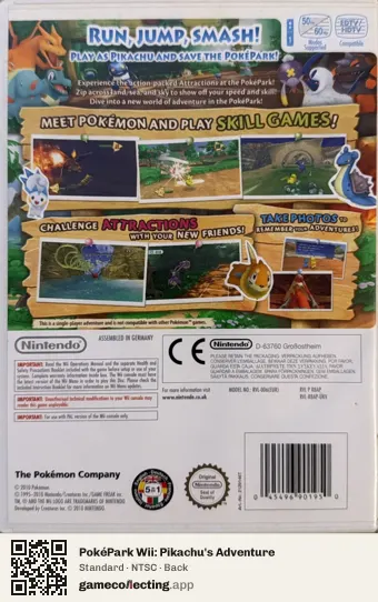 PokéPark Wii: Pikachu's Adventure Nintendo Wii, NTSC box back