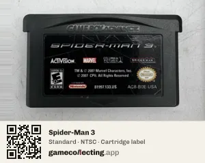 Spider-Man 3 Game Boy Advance, NTSC cartridge label