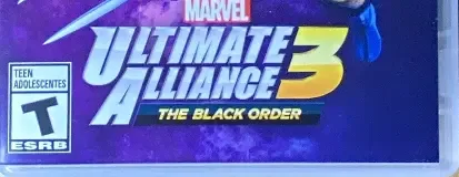 Marvel Ultimate Alliance 3: The Black Order, the ESRB box on its front