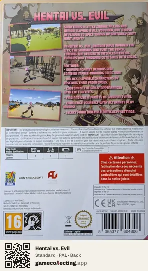 Hentai vs. Evil Nintendo Switch, PAL box back