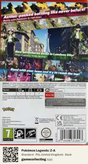 Pokémon Legends: Z-A Nintendo Switch 2, United Kingdom box back