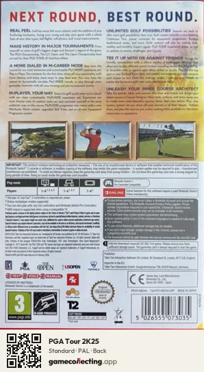PGA Tour 2K25 Nintendo Switch 2, PAL box back