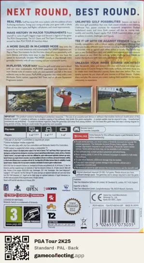 PGA Tour 2K25 Nintendo Switch 2, PAL box back