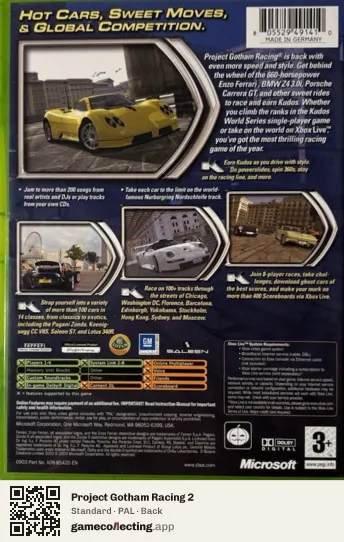 Project Gotham Racing 2 Xbox, PAL box back