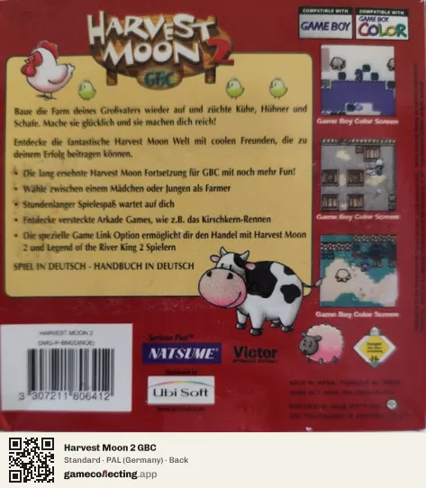 Harvest Moon 2 GBC Game Boy Color, Germany box back