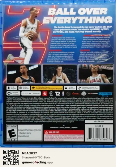 NBA 2K27 PlayStation 5, NTSC box back